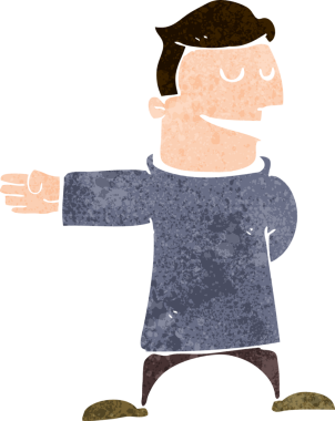 Bir insan tarafından çizilmiş bir çizgi film karakteri.