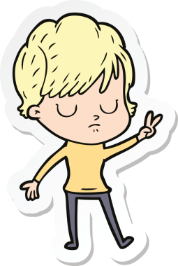 Bir insan tarafından çizilmiş bir karikatür kadının çıkartması.