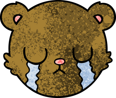 Bir insan tarafından çizilmiş şirin oyuncak ayı suratı.