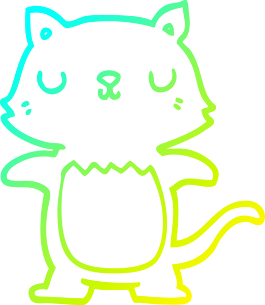 Bir insan tarafından çizilen çizgi film kedisinin soğuk gradyan çizgisi.