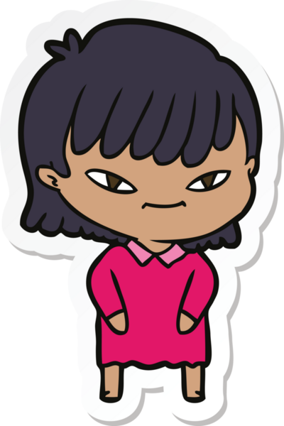 Bir insan tarafından çizilmiş bir karikatür kadının çıkartması.