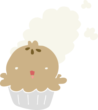 Bir insan tarafından çizilmiş şirin düz renkli çizgi film pastası.