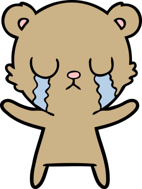 Bir insan tarafından çizilmiş ağlayan çizgi film ayısı.