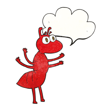 Bir insan tarafından çizilmiş serbest konuşma balonu desenli karınca.