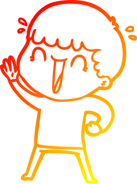 Bir insan tarafından çizilmiş, gülen bir çizgi film karakterinin sıcak çizgi çizimi.