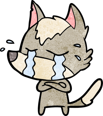 Bir insan tarafından çizilmiş ağlayan kurt çizgi filmi.