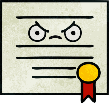 Bir insan tarafından çizilmiş mezuniyet diplomasının retro grunge dokusu.