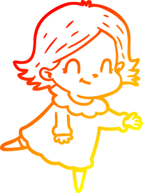 Bir insan tarafından çizilmiş, karikatür dostu bir kız çizimi.