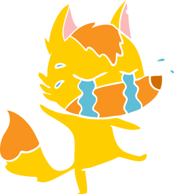 Düz renkli çizgi film. Bir insan tarafından çizilmiş küçük tilki.