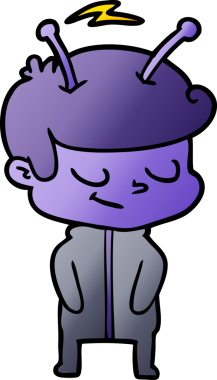 Bir insan tarafından çizilmiş dost canlısı çizgi film uzay adamı.