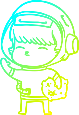 Bir insan tarafından çizilmiş uzay kayası taşıyan bir astronotun soğuk gradyan çizimi.