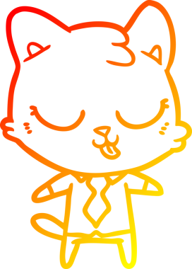 Bir insan tarafından çizilen çizgi film iş kedisinin sıcak çizgi çizimi