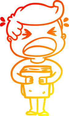 Bir insan tarafından çizilmiş kitabı olan bağıran adamın çizgi film çizimi.