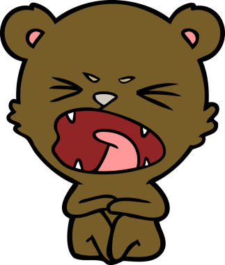 Bir insan tarafından çizilmiş kızgın çizgi film ayısı.