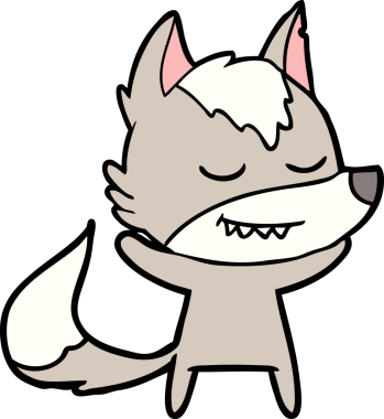 Bir insan tarafından çizilmiş dost canlısı bir kurt.