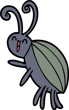 Bir insan tarafından çizilmiş mutlu bir böcek.