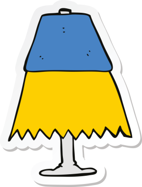 Bir insan tarafından çizilmiş karikatür masa lambası çıkartması.