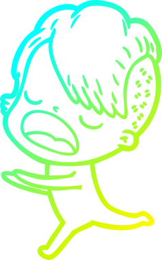 Bir insan tarafından çizilmiş havalı bir hippi kızın soğuk gradyan çizimi.