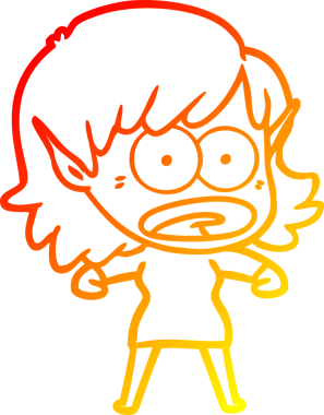 Bir çizgi film karakteri çizimi bir insan tarafından çizilmiş elf kızı şok etti.