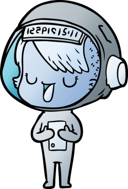 Bir insan tarafından çizilmiş astronot kadın.