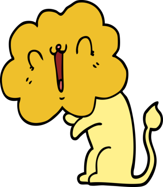 Bir insan tarafından çizilmiş şirin çizgi film aslanı.