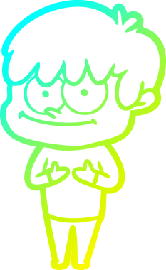 Bir insan tarafından çizilmiş mutlu bir çizgi film karakteri çizimi.