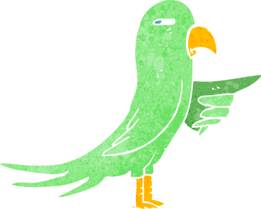 Bir insan tarafından çizilmiş papağan.