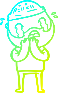 Bir insan tarafından çizilmiş ağlayan sakallı bir adamın çizdiği soğuk çizgi.