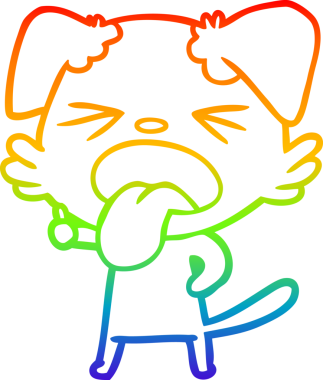 Gökkuşağı gradyan çizgi çizimi bir insan tarafından çizilmiş iğrenç bir köpek.