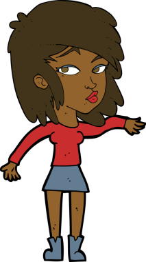 Bir insan tarafından çizilmiş karikatür kadını.