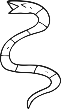 Bir insan tarafından çizilmiş tıslayan çizgi film yılanı.