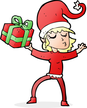 bir insan tarafından çizilmiş çizgi film Noel Baba yardımcısı