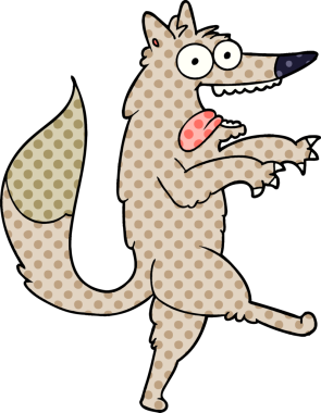 Bir insan tarafından çizilmiş çılgın bir çizgi film kurdu.