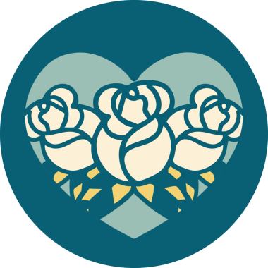 Bir insan tarafından çizilmiş kalp ve çiçeklerin ikonik dövme şekli