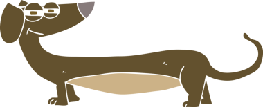 Dachshund 'un bir insan tarafından çizilmiş düz renk çizimi