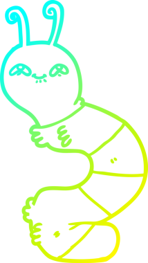 Bir insan tarafından çizilmiş mutlu bir tırtılın soğuk çizgi çizimi.