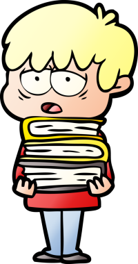 Bir insan tarafından çizilmiş bir kitabı tutan bitkin bir çocuk.