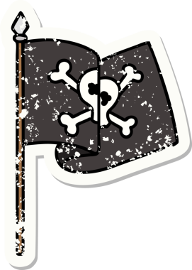 Bir insan tarafından çizilmiş korsan bayrağının geleneksel stil dövmesi.