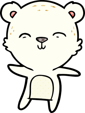 Bir insan tarafından çizilmiş mutlu kutup ayısı çizgi filmi.