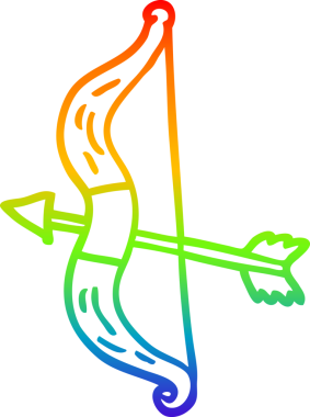 gökkuşağı gradyan çizgi çizimi bir insan tarafından çizilmiş ok ve yay