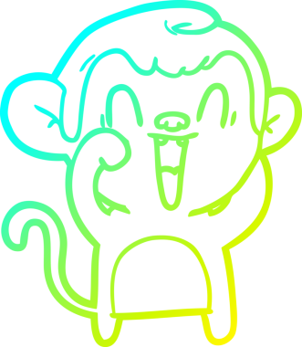 Bir insan tarafından çizilmiş gülen maymun çizgi çizimi.