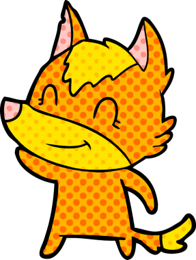 Bir insan tarafından çizilmiş tilki çizgi film karakteri