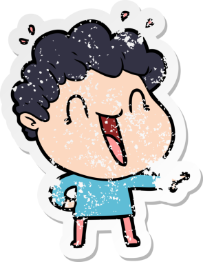 Bir insan tarafından çizilmiş mutlu bir adamın sıkıntılı çıkartması.