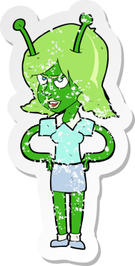 Bir insan tarafından çizilmiş uzaylı bir karikatürün gerilimli yapıştırması.