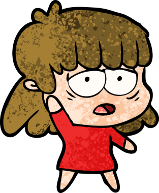 Bir insan tarafından çizilmiş yorgun bir kadın.