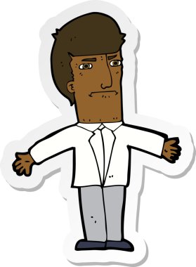 Bir insan tarafından çizilmiş kızgın bir karikatür etiketi.