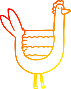 Bir insan tarafından çizilmiş çizgi bir tavuğun sıcak gradyan çizimi