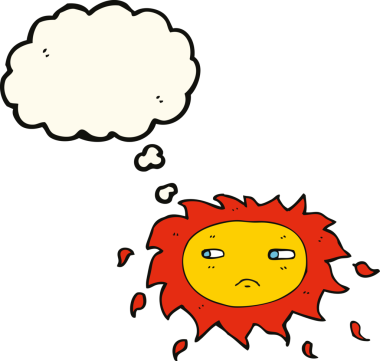 karikatür hüzünlü güneş düşünce baloncuğu insan tarafından çizilmiş