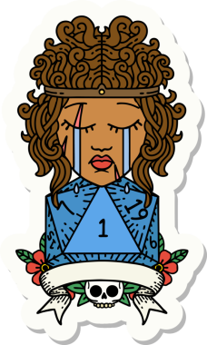 Bir insan tarafından çizilmiş doğal bir rulo ile ağlayan bir insan barbarının çıkartması.