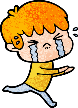 Bir insan tarafından çizilmiş ağlayan çizgi film çocuğu.